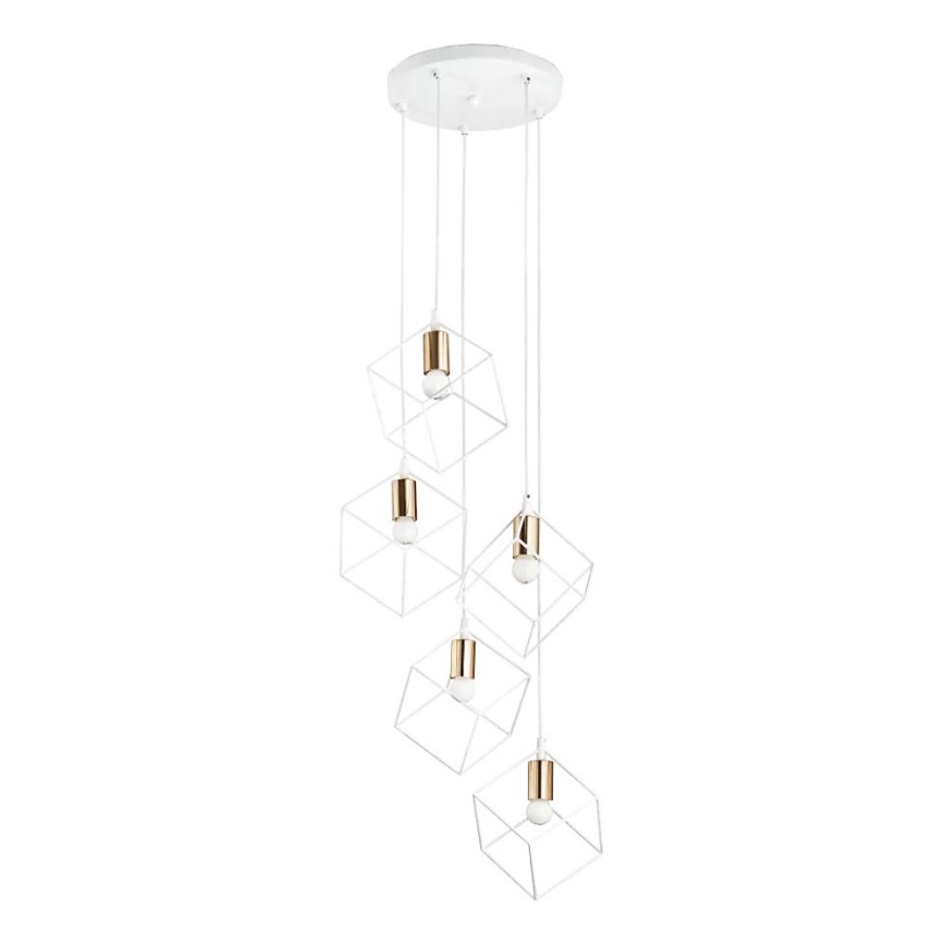 Ideal Lux - Lampadario a sospensione con filo ICE 5xE27/60W/230V diametro 50 cm bianco