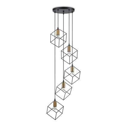 Ideal Lux - Lampadario a sospensione con filo ICE 5xE27/60W/230V diametro 50 cm nero