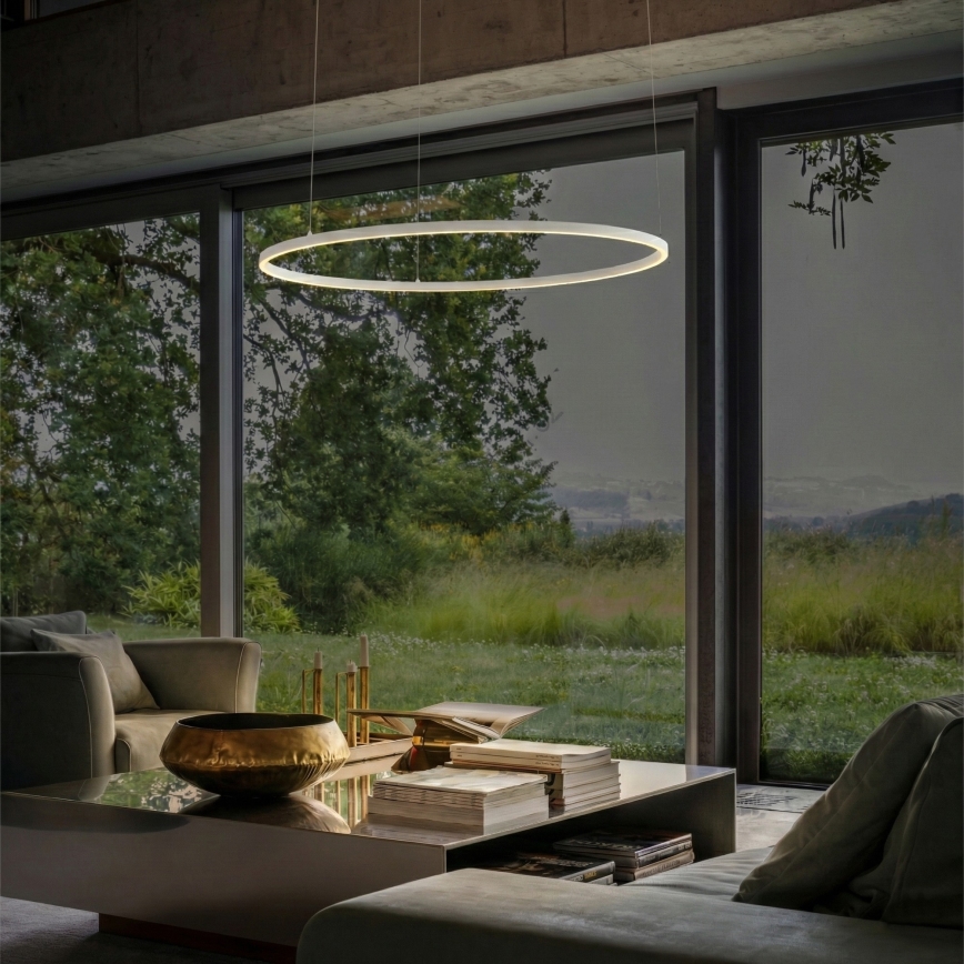 Ideal Lux - Lampadario a sospensione con filo LED dimmerabile ORACLE SLIM LED/42W/230V 4000K diametro 90 cm CRI 90 bianco