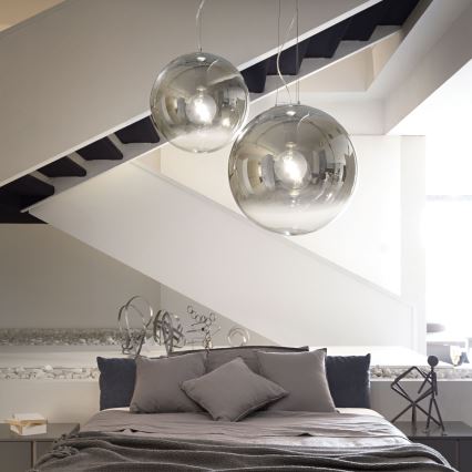 Ideal Lux - Lampadario a sospensione con filo MAPA 1xE27/42W/230V diametro 50 cm grigio/fumé