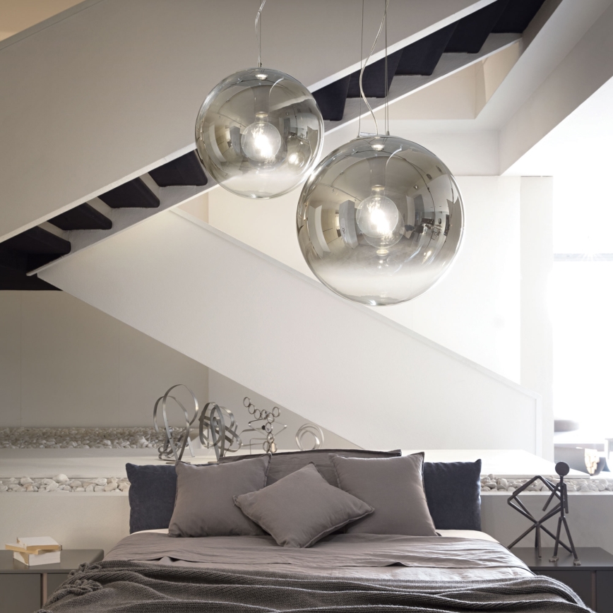 Ideal Lux - Lampadario a sospensione con filo MAPA 1xE27/42W/230V diametro 50 cm grigio/fumé