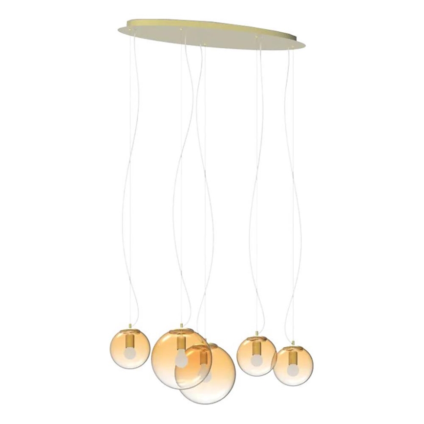 Ideal Lux - Lampadario a sospensione con filo MAPA 5xE27/42W/230V oro/fumé