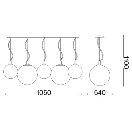 Ideal Lux - Lampadario a sospensione con filo MAPA FADE 5xE27/60W/230V cromo