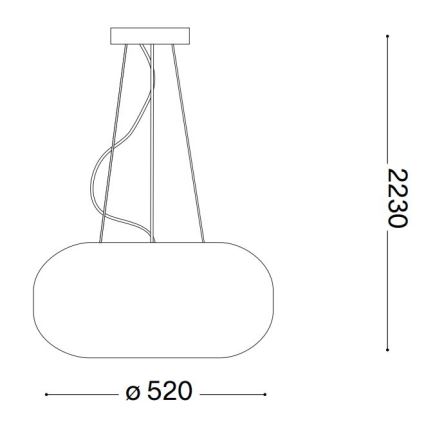 Ideal Lux - Lampadario a sospensione con filo ULISSE 3xE27/60W/230V diametro 52 cm bianco
