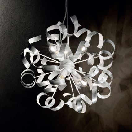Ideal Lux - Lampadario a sospensione con filo VORTEX 6xE14/40W/230V diametro 53 cm argento/patina