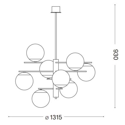 Ideal Lux - Lampadario a sospensione con supporto rigido GOURMET 9xE14/28W/230V diametro 131,5 cm oro