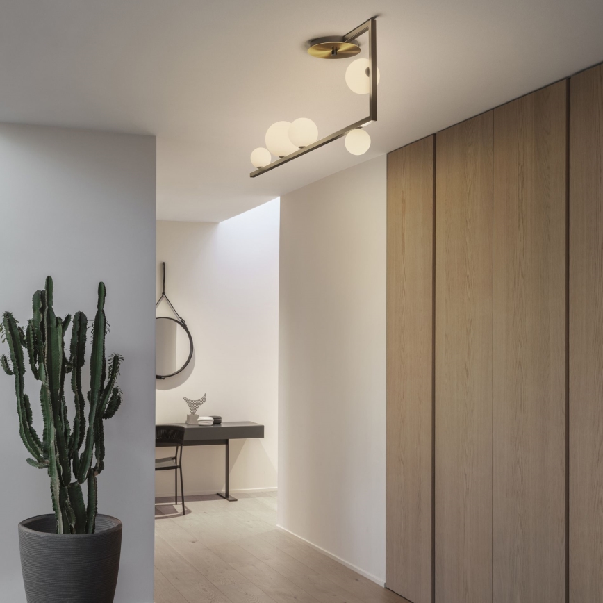 Ideal Lux - Lampadario a sospensione con supporto rigido LED BIRDS 5xG9/3W/230V nero/oro
