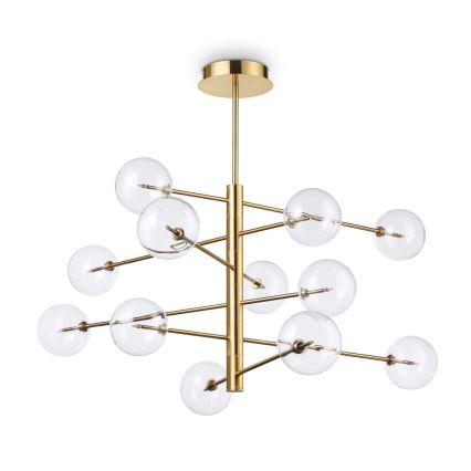 Ideal Lux - Lampadario a sospensione con supporto rigido LED EQUINOXE 12xG4/2W/230V diametro 124 cm ottone/limpido