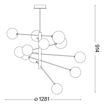 Ideal Lux - Lampadario a sospensione con supporto rigido LED EQUINOXE 12xG4/2W/230V diametro 128,1 cm cromo lucido/fumé