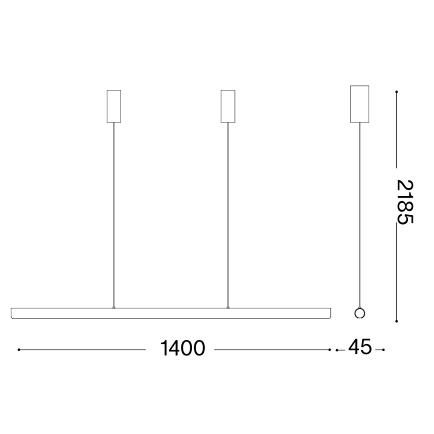 Ideal Lux - Lampadario LED dimmerabile a sospensione con cavo DORICA LED/35W/230V IRC 90 140 cm nero