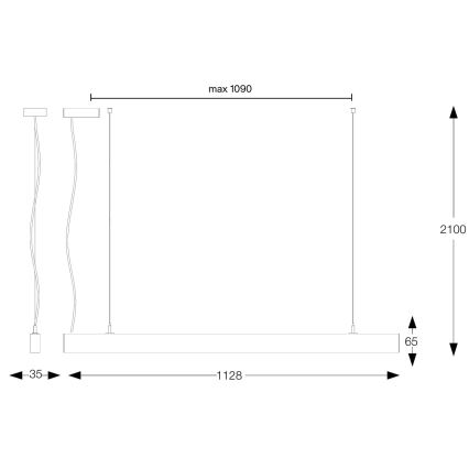 Ideal Lux - Lampadario a sospensione LED su cavo OFFICE LED/30W/230V 4000K CRI 90 nero
