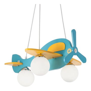 Ideal Lux - Lampadario a sospensione per bambini AVION 3xE14/28W/230V blu