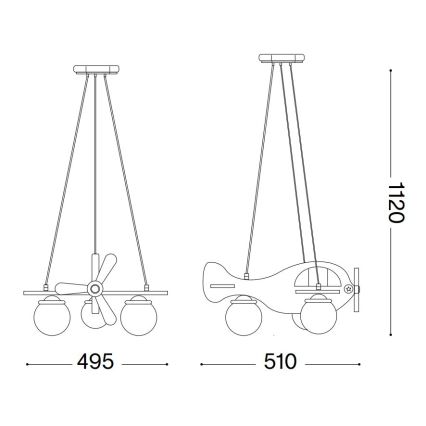 Ideal Lux - Lampadario a sospensione per bambini AVION 3xE27/28W/230V blu