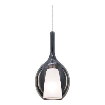 Ideal Lux - Lampadario a sospensione su cavo KALIQUE 1xE27/42W/230V Ø 18 cm nero fumé