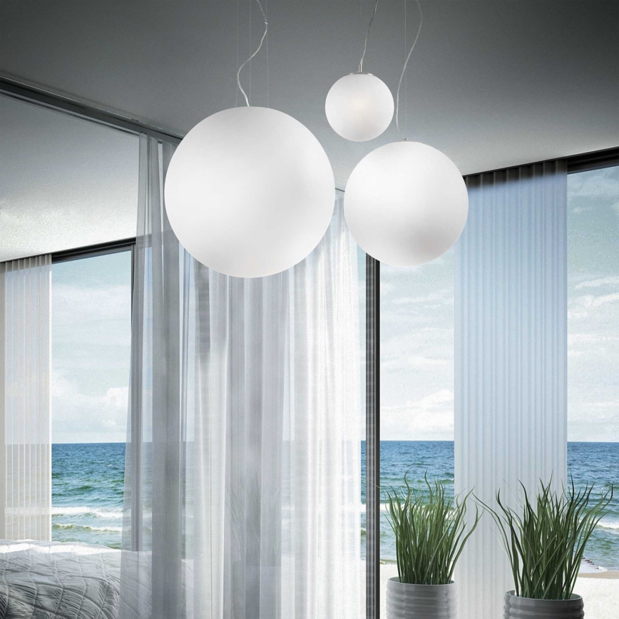 Ideal Lux - Lampadario a sospensione su cavo MAPA 1xE27/42W/230V diam. 20 cm bianco