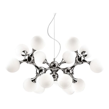 Ideal Lux - Lampadario a sospensione su cavo NODI 15xE14/28W/230V Ø 105 cm cromo lucido/bianco