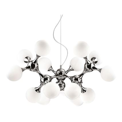 Ideal Lux - Lampadario a sospensione su cavo NODI 15xE14/28W/230V Ø 105 cm cromo lucido/bianco