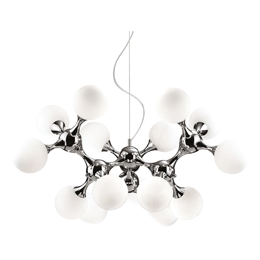Ideal Lux - Lampadario a sospensione su cavo NODI 15xE14/28W/230V Ø 105 cm cromo lucido/bianco