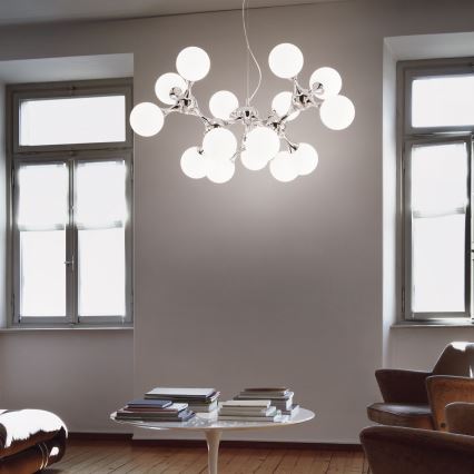 Ideal Lux - Lampadario a sospensione su cavo NODI 15xE14/28W/230V Ø 105 cm cromo lucido/bianco
