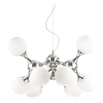 Ideal Lux - Lampadario a sospensione su cavo NODI 9xE14/28W/230V Ø 80 cm cromo lucido/bianco