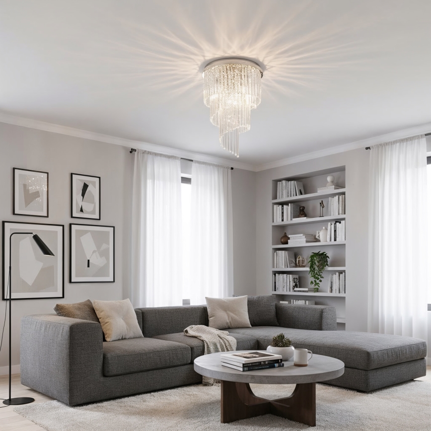 Ideal Lux - Lampadario di cristallo a plafone CARLTON 12xE14/40W/230V diametro 50 cm cromo lucido