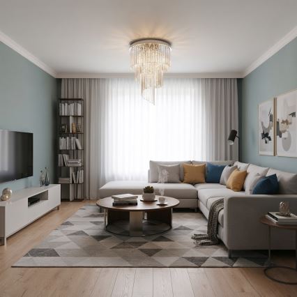 Ideal Lux - Lampadario di cristallo a plafone CARLTON 12xE14/40W/230V diametro 50 cm cromo lucido