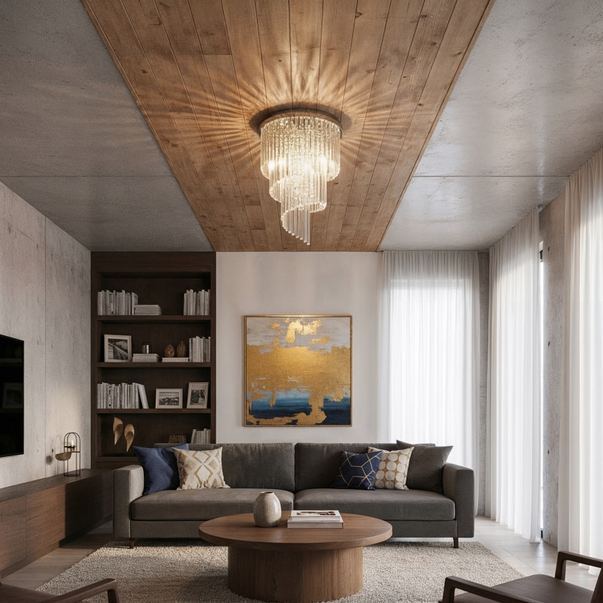 Ideal Lux - Lampadario di cristallo a plafone CARLTON 12xE14/40W/230V diametro 50 cm cromo lucido