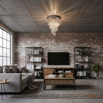 Ideal Lux - Lampadario di cristallo a plafone CARLTON 12xE14/40W/230V diametro 50 cm cromo lucido