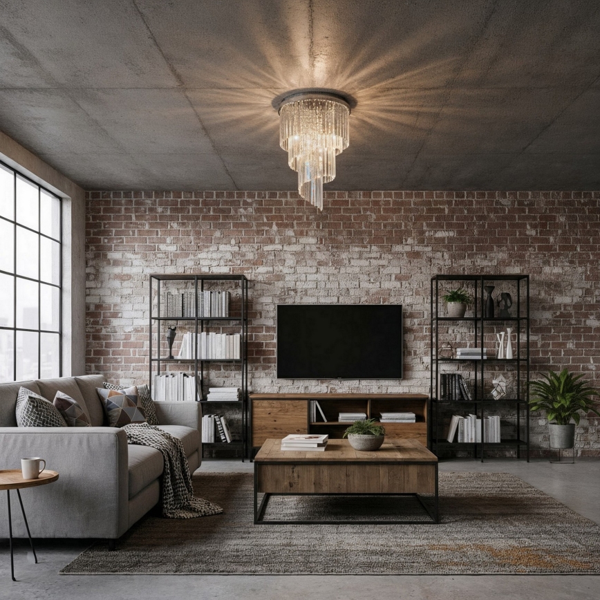 Ideal Lux - Lampadario di cristallo a plafone CARLTON 12xE14/40W/230V diametro 50 cm cromo lucido