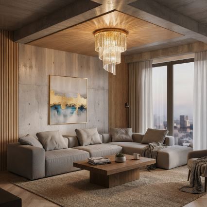 Ideal Lux - Lampadario di cristallo a plafone CARLTON 12xE14/40W/230V diametro 50 cm oro