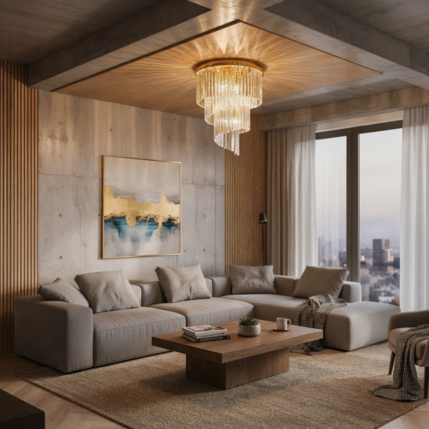 Ideal Lux - Lampadario di cristallo a plafone CARLTON 12xE14/40W/230V diametro 50 cm oro