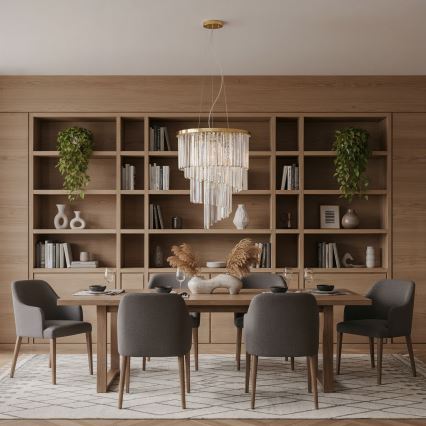 Ideal Lux - Lampadario di cristallo a sospensione CARLTON 12xE14/40W/230V diametro 50 cm oro