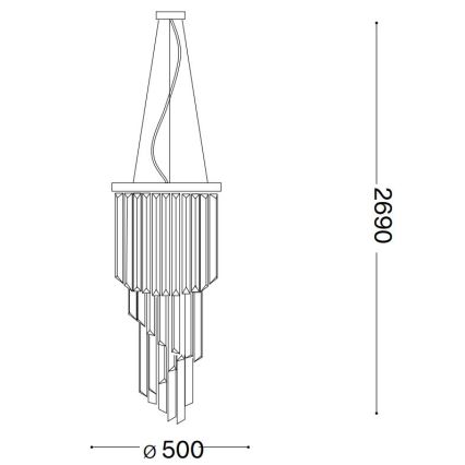 Ideal Lux - Lampadario di cristallo a sospensione CARLTON 12xE14/40W/230V diametro 50 cm oro