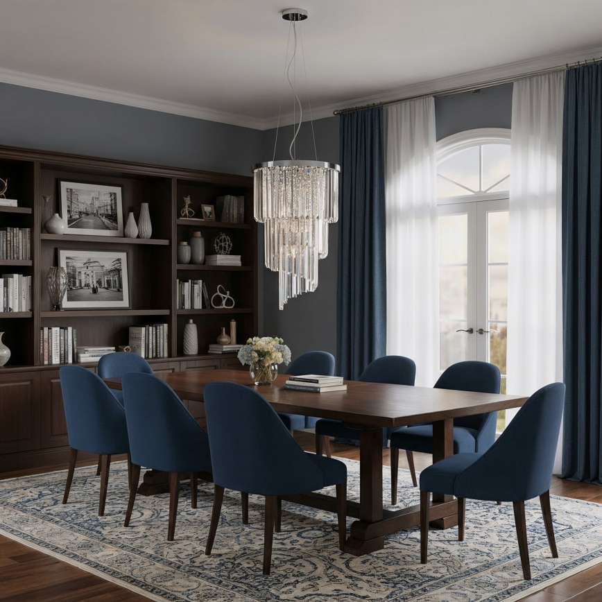 Ideal Lux - Lampadario di cristallo a sospensione CARLTON 8xE14/40W/230V diametro 40 cm cromo lucido