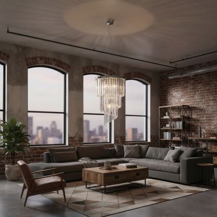 Ideal Lux - Lampadario di cristallo a sospensione CARLTON 8xE14/40W/230V diametro 40 cm cromo lucido