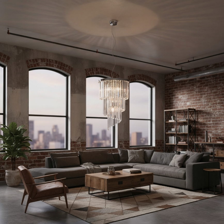 Ideal Lux - Lampadario di cristallo a sospensione CARLTON 8xE14/40W/230V diametro 40 cm cromo lucido