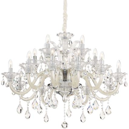 Ideal Lux - Lampadario di cristallo a sospensione con catena COLOSSAL 15xE14/40W/230V diametro 95 cm color crema/cromo lucido