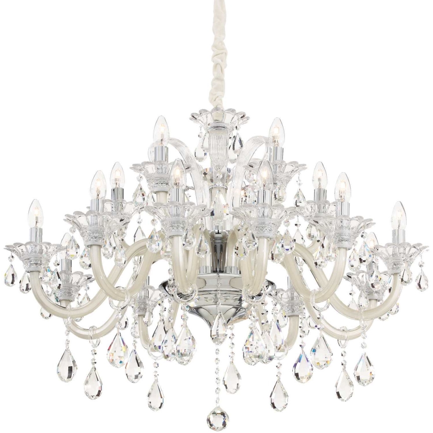 Ideal Lux - Lampadario di cristallo a sospensione con catena COLOSSAL 15xE14/40W/230V diametro 95 cm color crema/cromo lucido