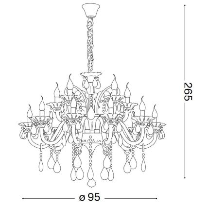 Ideal Lux - Lampadario di cristallo a sospensione con catena COLOSSAL 15xE14/40W/230V diametro 95 cm color crema/cromo lucido