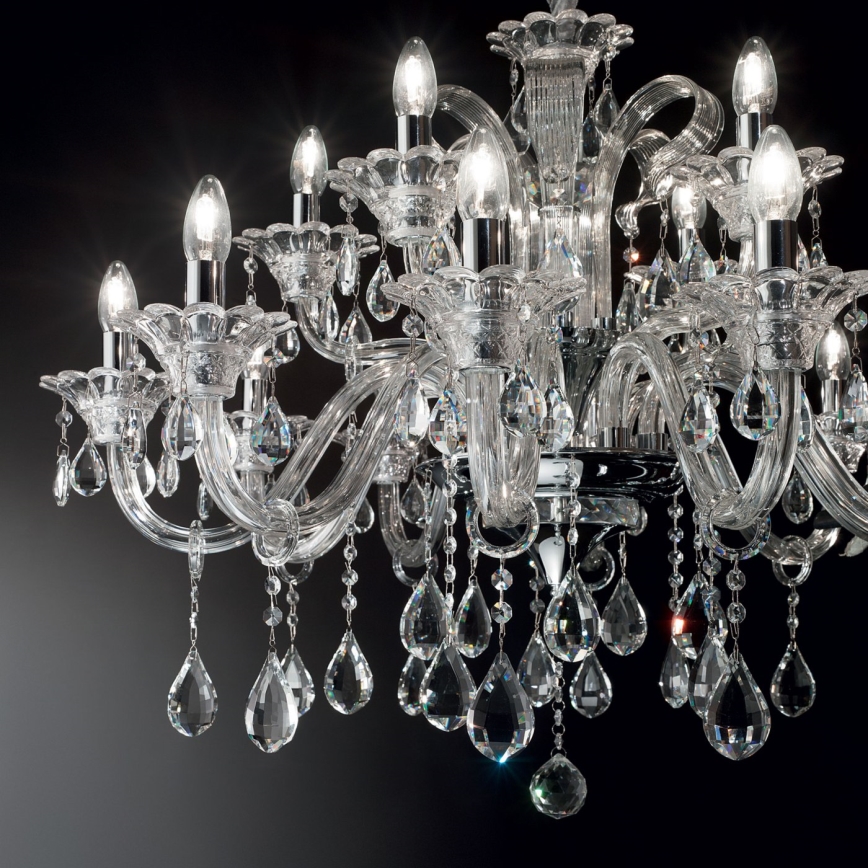 Ideal Lux - Lampadario di cristallo a sospensione con catena COLOSSAL 15xE14/40W/230V diametro 95 cm limpido/cromo lucido