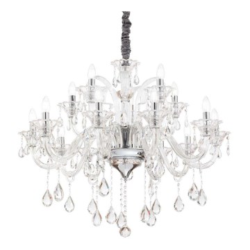 Ideal Lux - Lampadario di cristallo a sospensione con catena COLOSSAL 15xE14/40W/230V diametro 95 cm limpido/cromo lucido