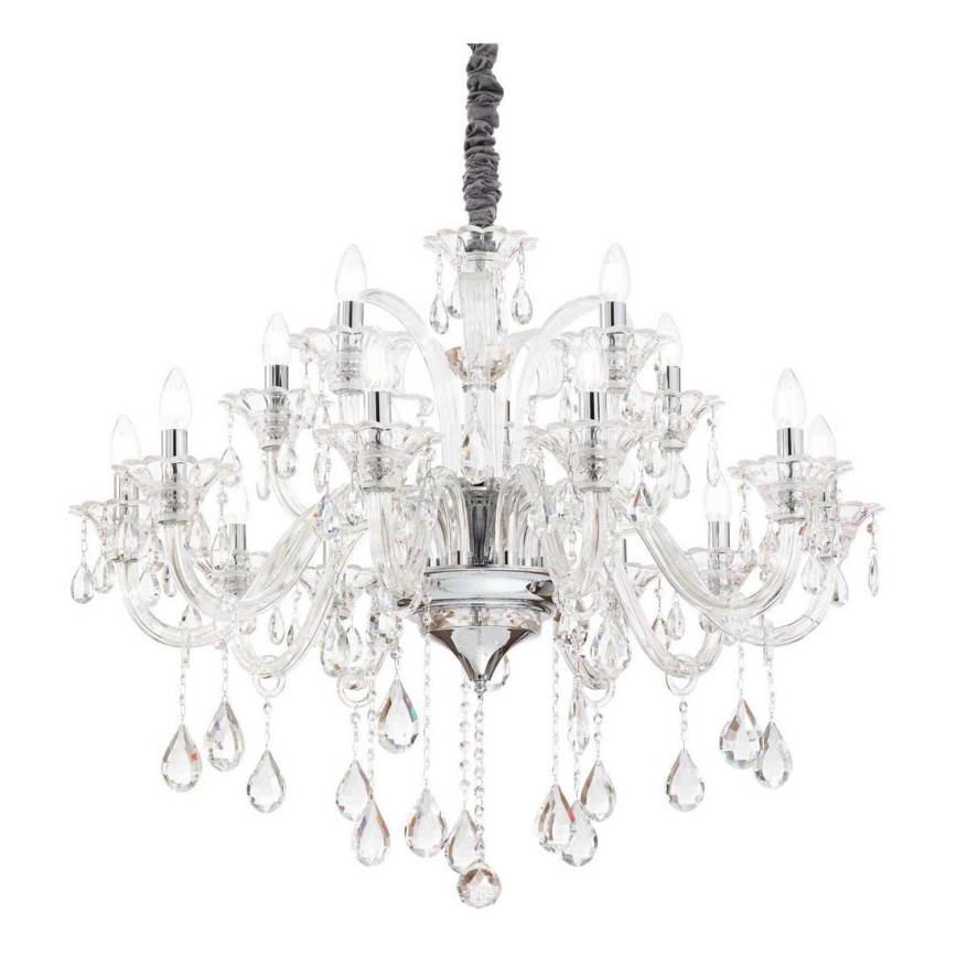 Ideal Lux - Lampadario di cristallo a sospensione con catena COLOSSAL 15xE14/40W/230V diametro 95 cm limpido/cromo lucido