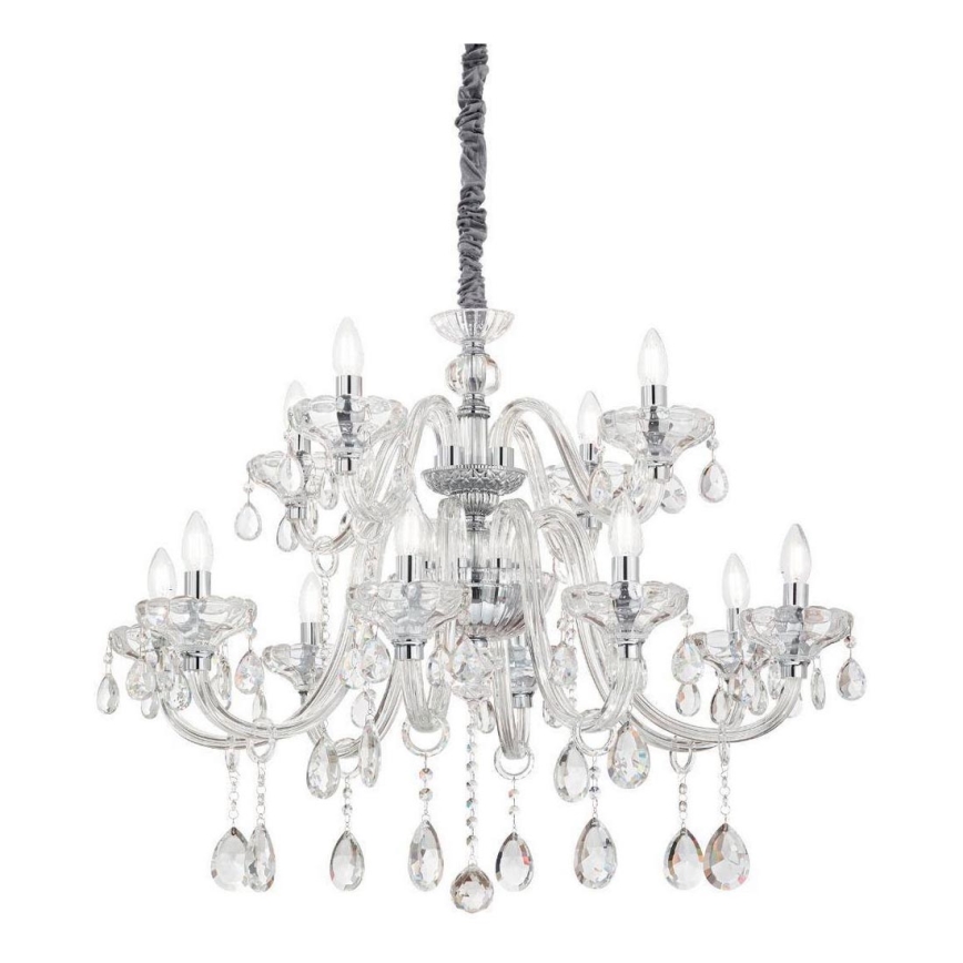 Ideal Lux - Lampadario di cristallo a sospensione con catena CONTINENTAL 12xE14/40W/230V diametro 86 cm limpido
