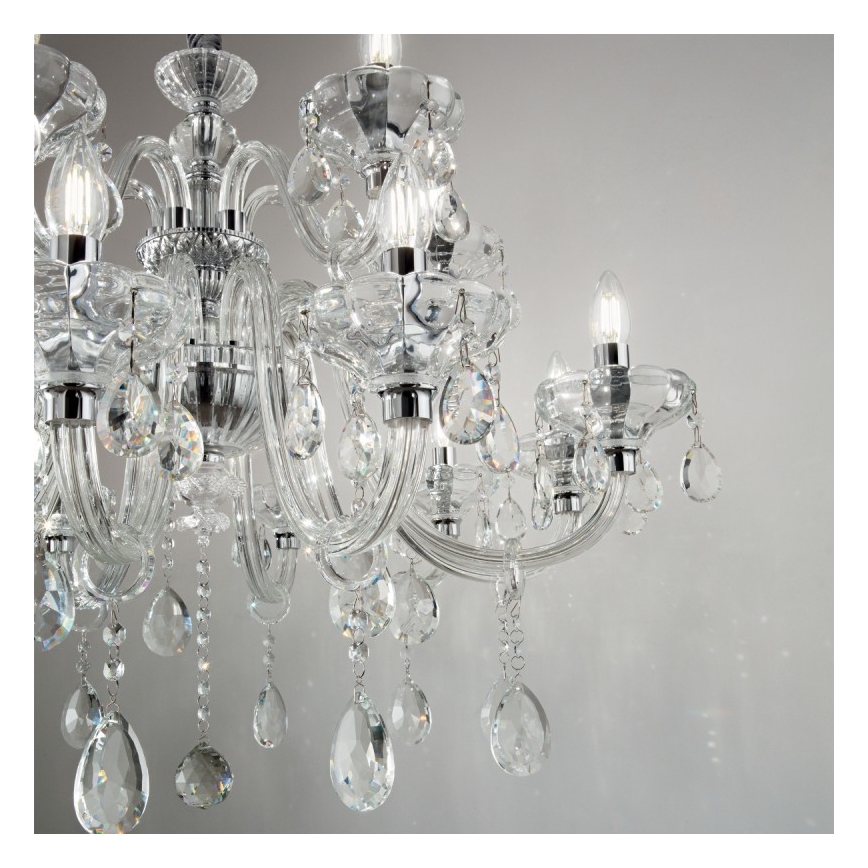 Ideal Lux - Lampadario di cristallo a sospensione con catena CONTINENTAL 12xE14/40W/230V diametro 86 cm limpido