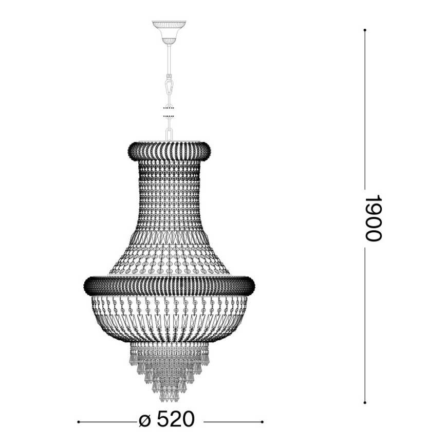 Ideal Lux - Lampadario di cristallo a sospensione con catena DUBAI 10xE14/28W/230V diametro 52 cm cromo lucido