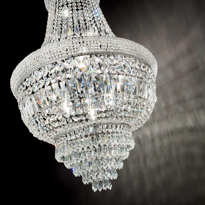 Ideal Lux - Lampadario di cristallo a sospensione con catena DUBAI 10xE14/28W/230V diametro 52 cm cromo lucido