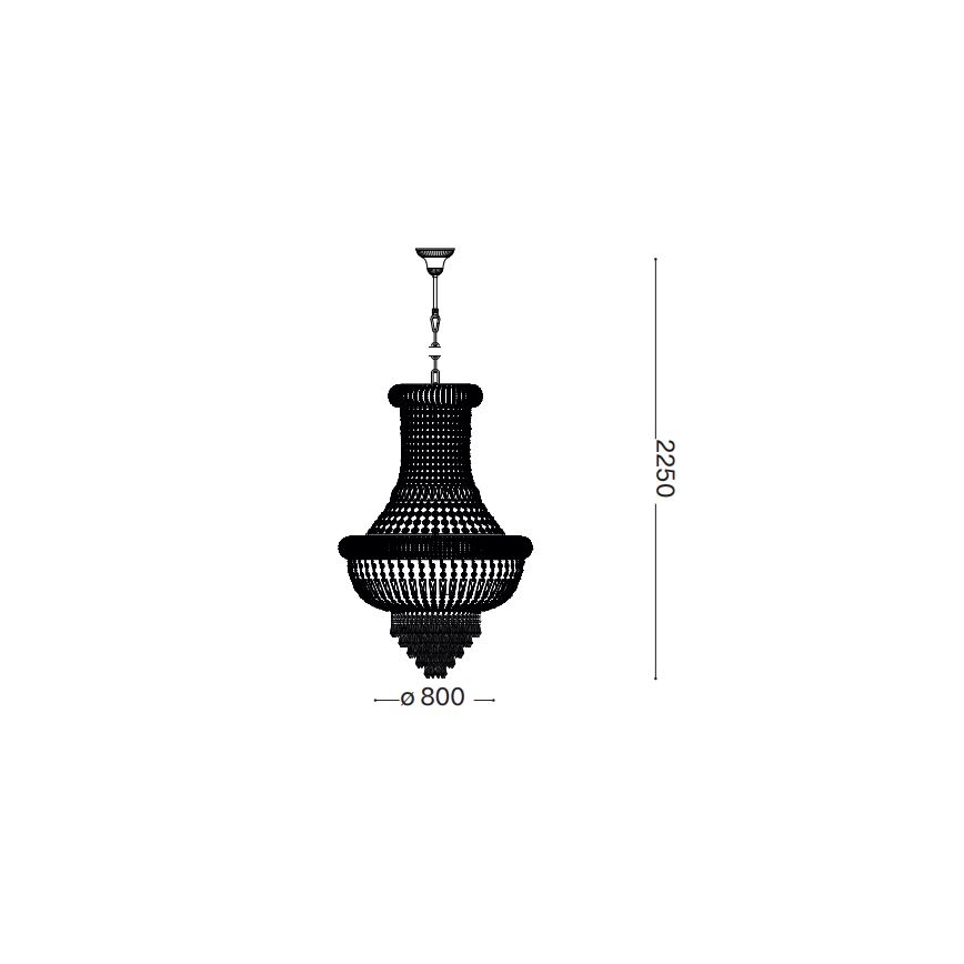 Ideal Lux - Lampadario di cristallo a sospensione con catena DUBAI 24xE14/28W/230V diametro 80 cm oro