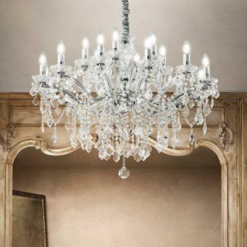 Ideal Lux - Lampadario di cristallo a sospensione con catena FLORIAN 18xE14/40W/230V diametro 86 cm limpido