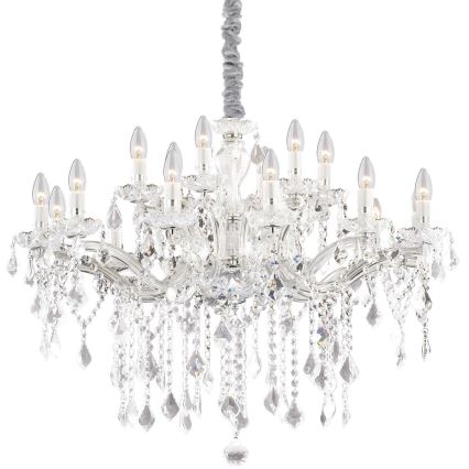Ideal Lux - Lampadario di cristallo a sospensione con catena FLORIAN 18xE14/40W/230V diametro 86 cm limpido