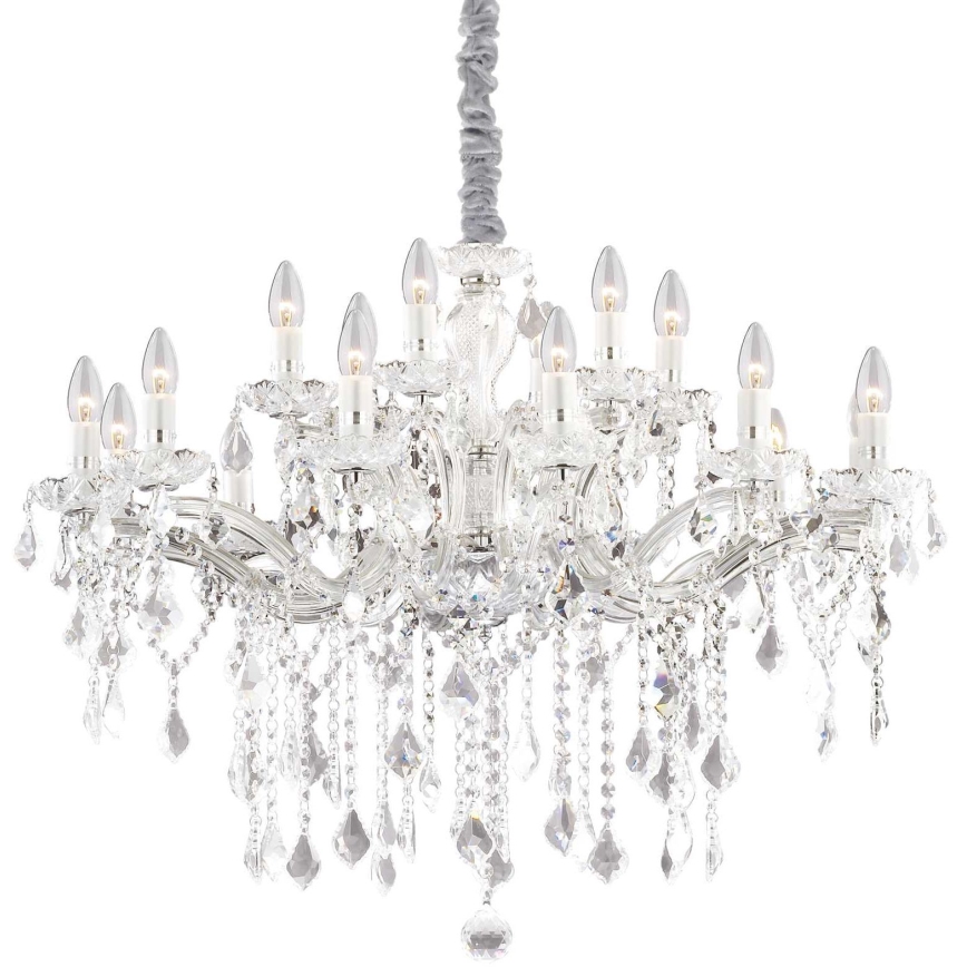 Ideal Lux - Lampadario di cristallo a sospensione con catena FLORIAN 18xE14/40W/230V diametro 86 cm limpido
